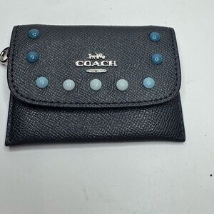 Coach Black Wallet with Blue Accents